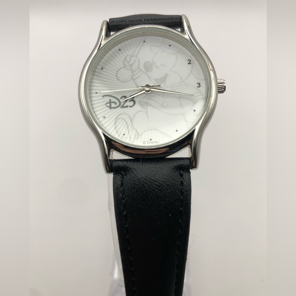 Disney Mickey Mouse Drum D23 Women’s Watch Black Band New Battery White Face - Picture 2 of 10